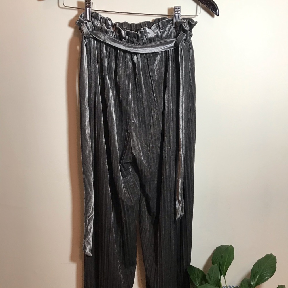 Velcro gray/silver singed waist pants